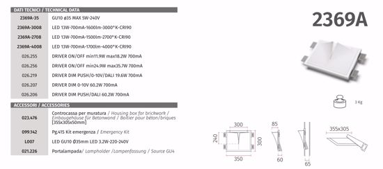 Applique da incasso design 13w 2700k in gesso led bianco cristaly pitturabile