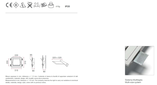 Applique gesso led cristaly vela lampada da incasso a parete filo muro 16.5w 3000k