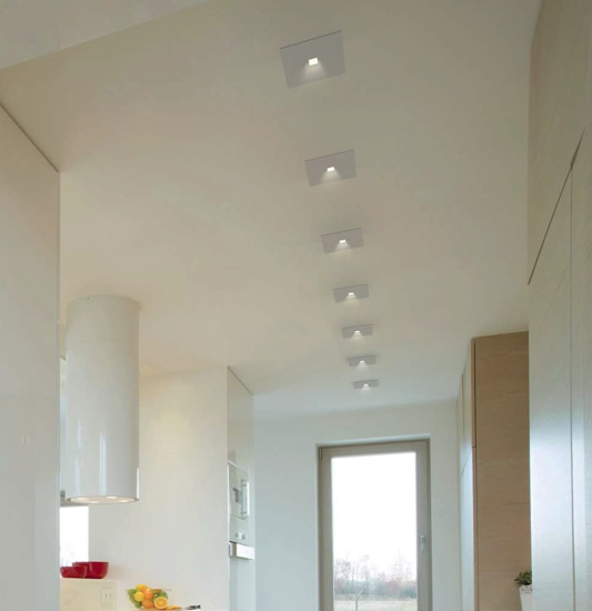 Plafoniera quadrato di gesso da soffitto bianco pitturabile led 6w 3000k