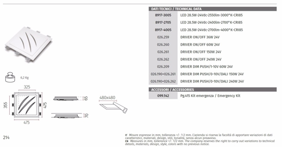 Portafaretto da incasso graffio a soffitto in gesso cristaly 28,5w 2700k