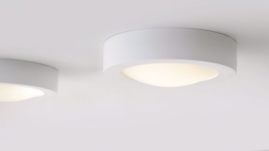 Plafoniera in ceramica bianco 40cm led 14w 3000k verniciabile diffusore di vetro