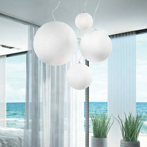 Sospensione mapa bianco ideal lux sp1 d50 boccia di vetro bianco 50cm