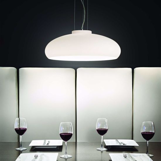 Aria sp1 ideal lux lampadario da cucina moderna cupola vetro bianco schiacciata