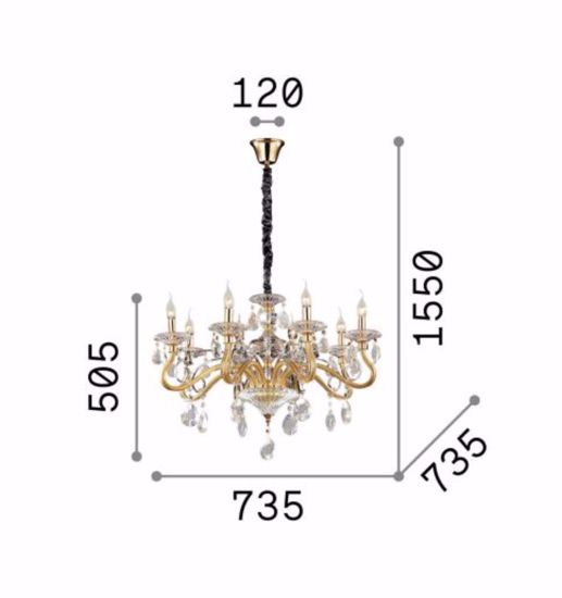 Negresco sp8 lampadario di cristallo classico 8 luci a goccia trasparente