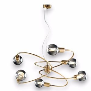 Lampadario sospensione vortice 6 luci design oro scuro per soggiorno