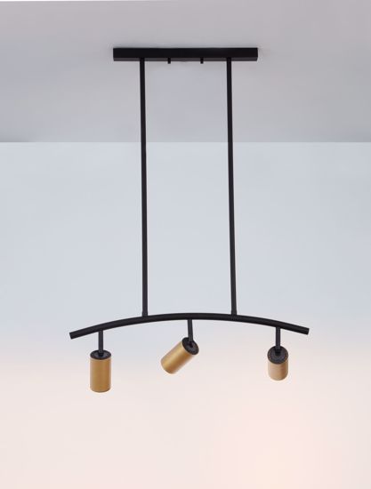 Lampadario a soffitto da cucina nero oro con luci orientabili