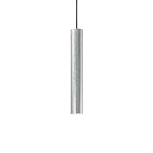 Ideal lux look sp1 d06 lampada sospensione cilindro foglia argento