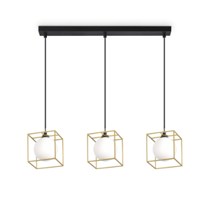 Lingotto sp3 ideal lux lampadario dorato nero e ottone