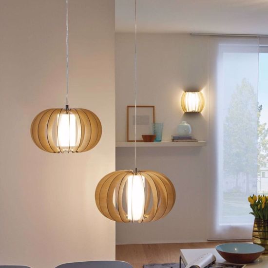 Lampadario per cucina moderna in legno acero