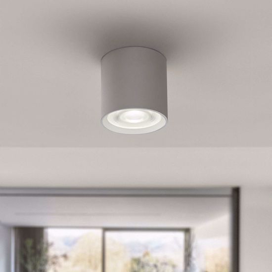 Dot pl round mini faretto led da soffitto 4.5w 3000k cilindro metallo bianco ottica 40 ideal lux