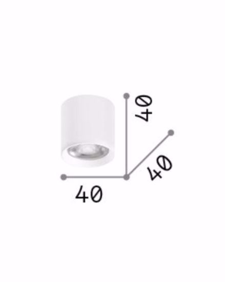 Dot pl round mini faretto led da soffitto 4.5w 3000k cilindro metallo bianco ottica 40 ideal lux