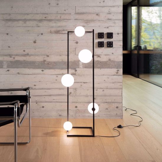 Angolo pt5 ideal lux lampada da terra nero cinque sfere vetro