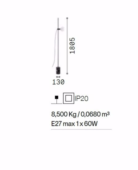 Eva pt1 ideal lux piantana nera base marmo per salotto