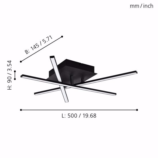 Plafoniera design moderna nera 13w 3000k