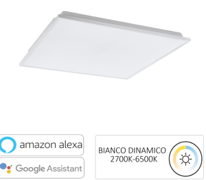 Plafoniera quadrata bianca led dimmerabile 32w app