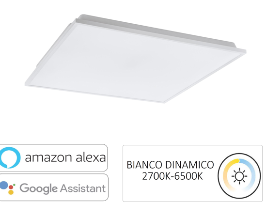 Plafoniera bianca led 22w quadrata dimmerabile app