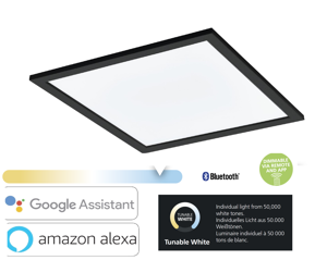 Plafoniera quadrata nera 45x45 cm led 21w 2700k a 6500k dimmerabile con app