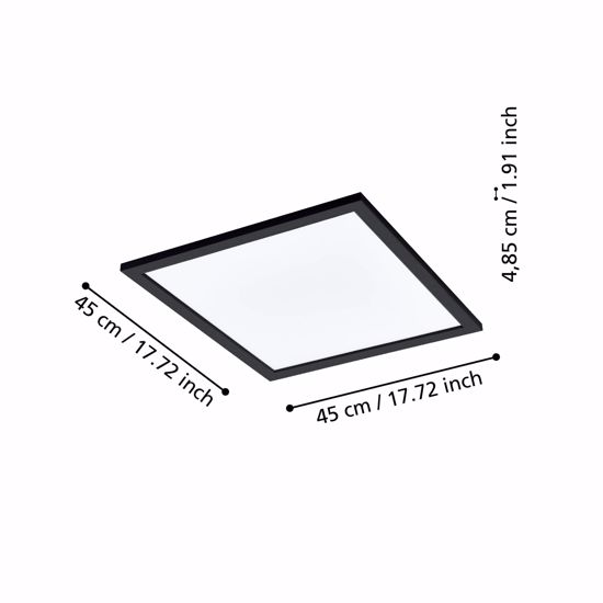 Plafoniera nera 45x45 led 21w 2700k a 6500k dimmerabile app