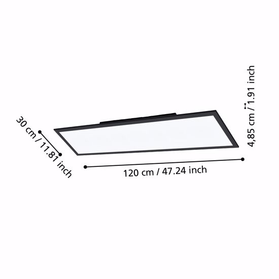 Plafoniera led nera 120x30 dimmerabile 33w da 2700k a 6500k