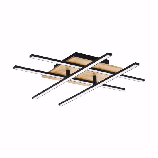 Plafoniera led 26w 3000k legno bacchette nero design