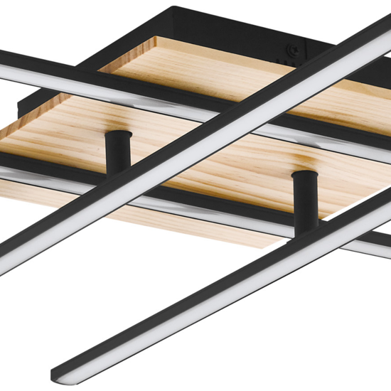 Plafoniera led 26w 3000k legno bacchette nero design