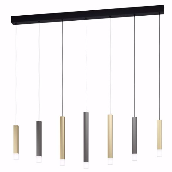 Lampadario per soggiorno 7 pendenti oro nero marrone led dimmerabile