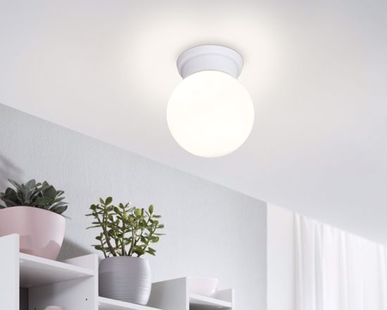 Plafoniera lampada da soffitto sfera di vetro bianco