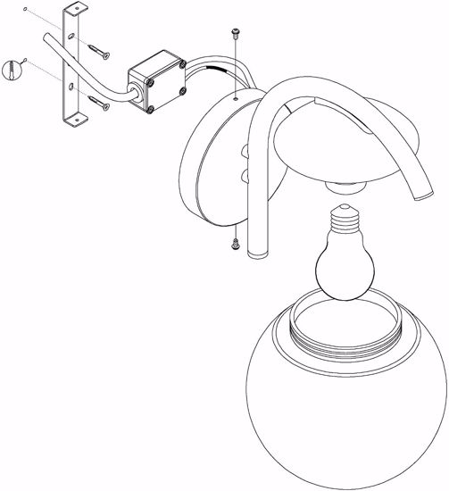 Applique per esterno ip44 alluminio nero sfera materiale plastico