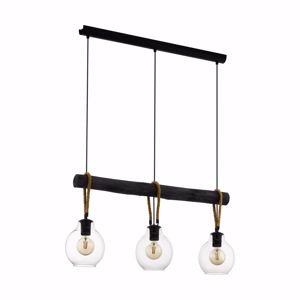 Lampadario da cucina tre luci legno stile industriale