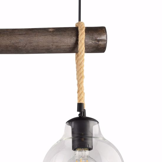 Lampadario da cucina tre luci legno stile industriale