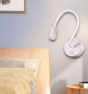 Applique per comodini camera da letto led 3w 3000k snodabile bianco