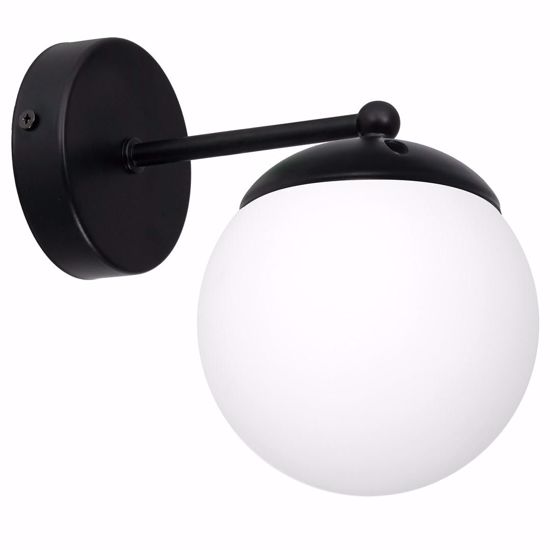 Lampada da parete nero sfera vetro bianco per interni