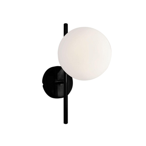 Lampada moderna nero sfera di vetro bianco