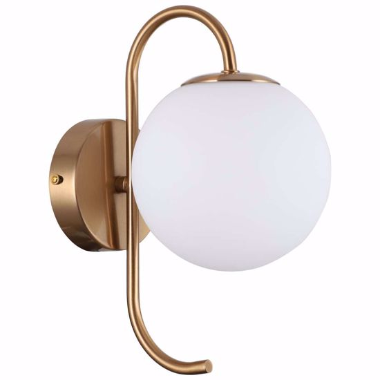 Lampada da parete applique oro sfera vetro bianco