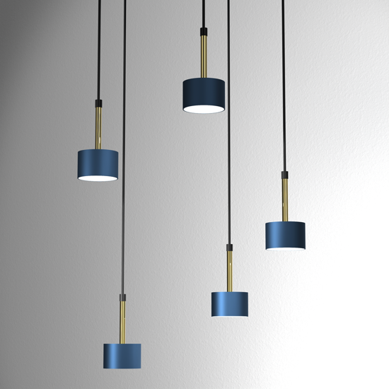 Lampadario moderno blu oro per soggiorno