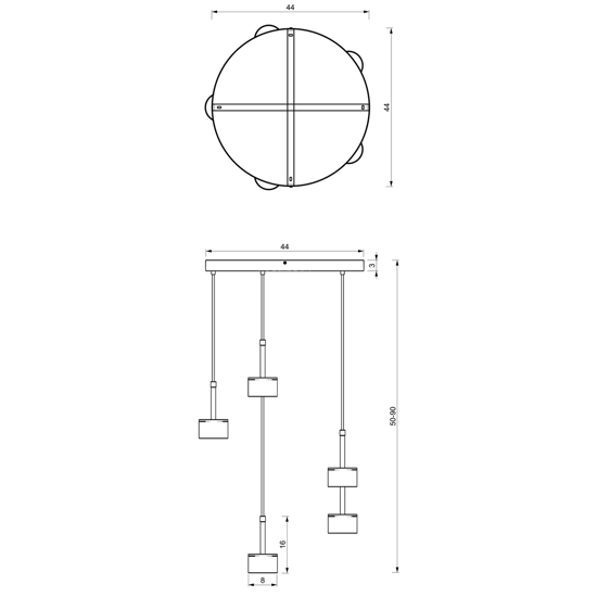 Lampadario moderno blu oro per soggiorno