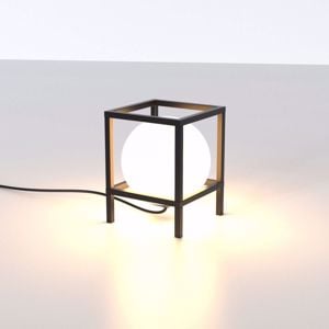 Abat jour lampada da comodino moderna nera cubo sfera vetro bianco