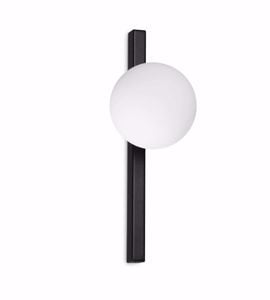 Ideal lux binomio ap1 applique elegante nera sfera vetro bianco