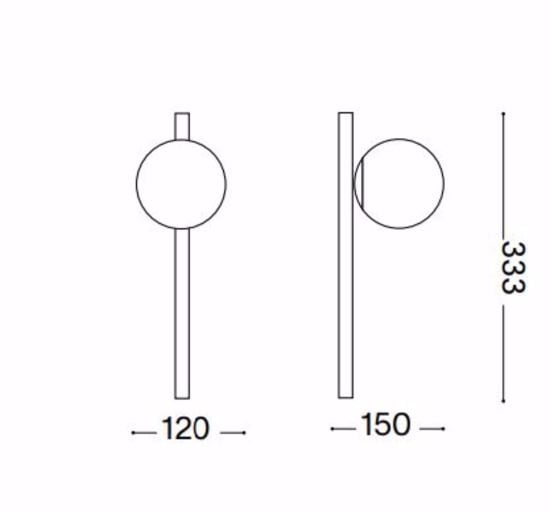 Ideal lux binomio ap1 applique elegante nera sfera vetro bianco