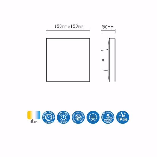 Applique da esterno quadrato bianco  9,6w 3000k