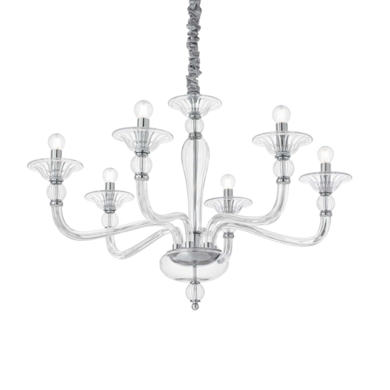 Danieli sp6 ideal lux lampadario di cristallo classico 6 bracci trasparente