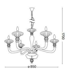 Danieli sp6 ideal lux lampadario di cristallo classico 6 bracci trasparente