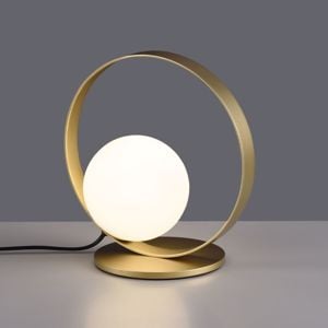 Abat jour lampada oro per comodino sfera vetro bianco led 5w 3000k