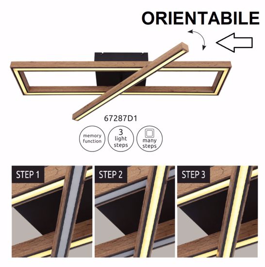 Plafoniera di legno led 36w 3000k moderna dimmerabile