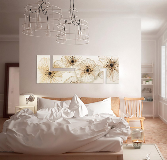 Grande quadro moderno 197x67 fiori decorato beige nero oro per soggiorno