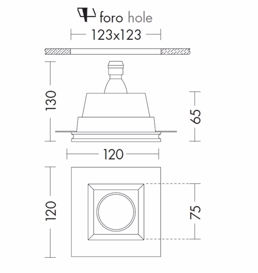 Porta faretto in gesso quadrato da incasso a scomparsa gu10 220v