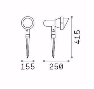 Ideal lux terra pr1 big faretto da terra con picchetto per giardino ip65 antracite