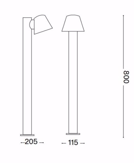 Ideal lux gas pt1 lampione da giardino ip44 nero