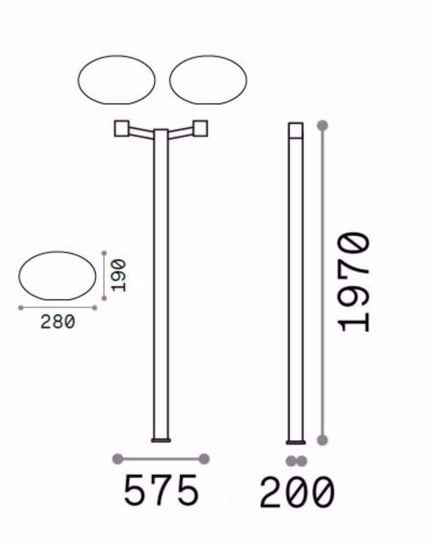 Clio mpt2 ideal lux lampione a due luci bianco ip44 197cm