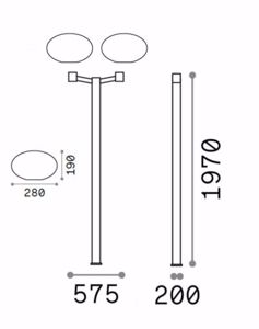 Clio mpt2 ideal lux lampione alto due luci ip44 antracite moderno da giardino